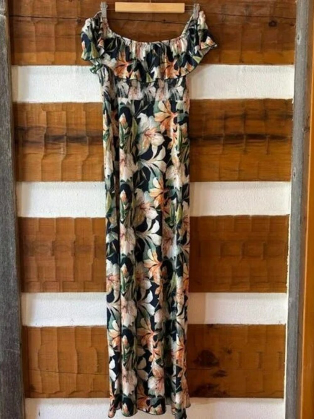 Lascana Floral Over the Shoulder Dress- Medium
